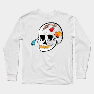 Skull Tattoo Teardrop Long Sleeve T-Shirt